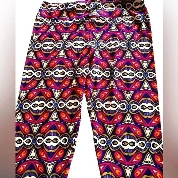 Lularoe TC leggings. Purple, gold, red, blue aztec abstract. NWT. - Picture 2 of 5